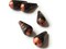5 28mm Vintage Painted Peruvian Clay Beads - Brown Copper and Black Patterned Teardrop Beads